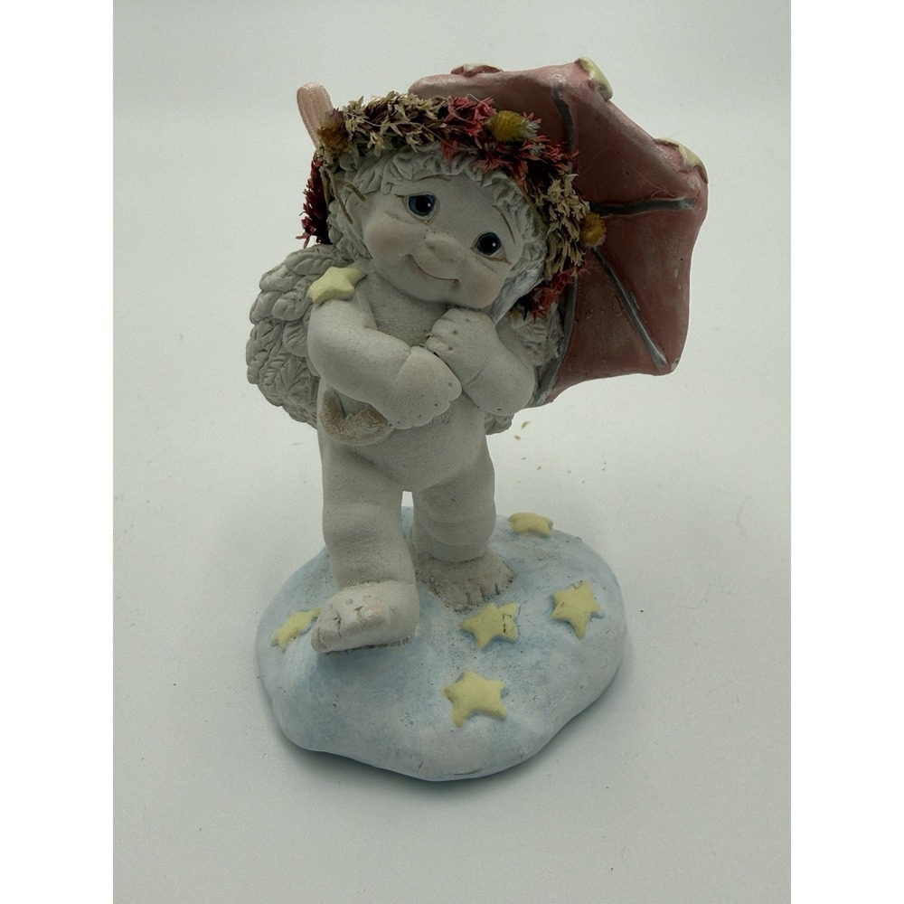Cast Art Licciardello Angel Figurine Hand Painted Pink Umbrella